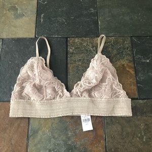 NWT Aerie Taupe Champagne Lace Bralette Medium